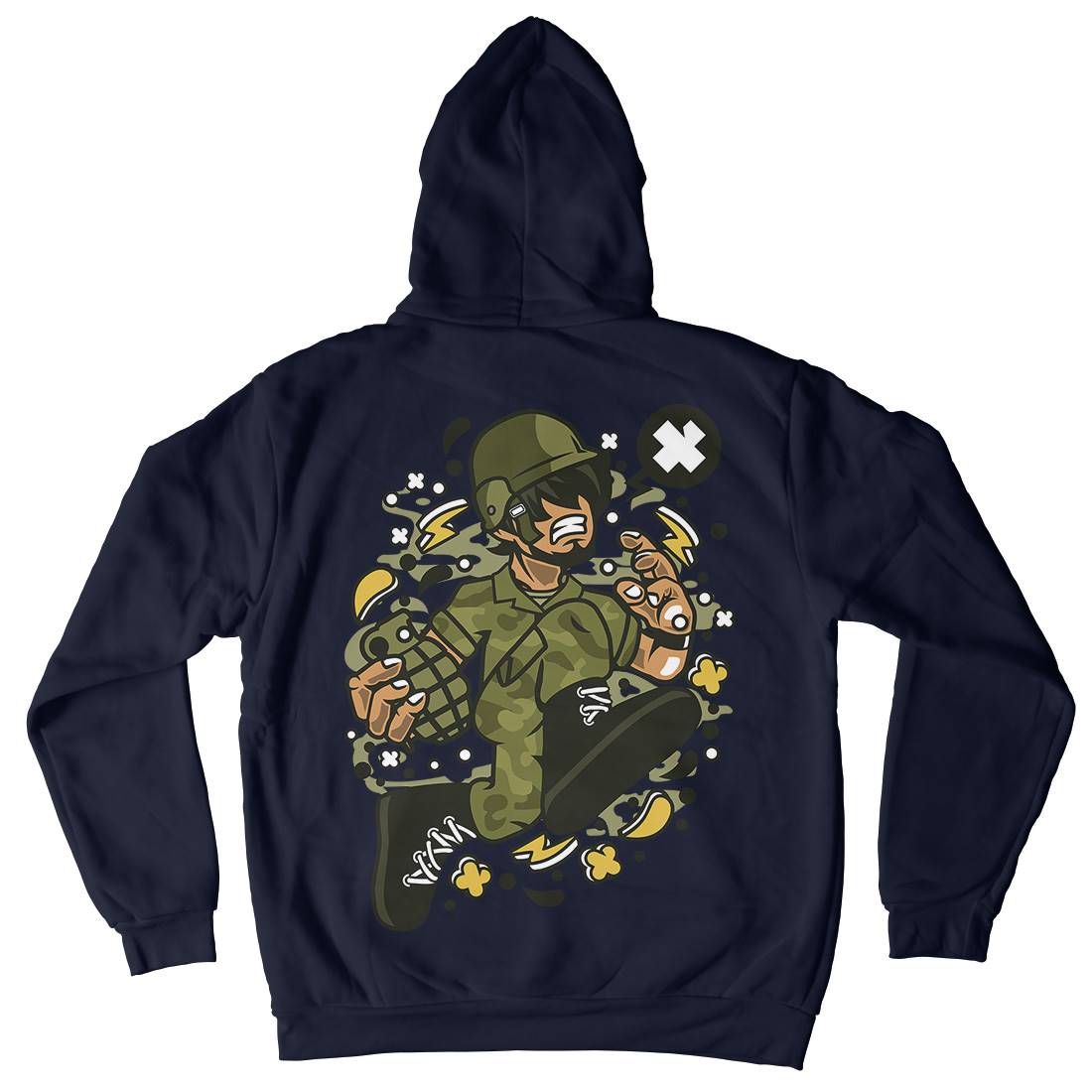 Soldier Running Kids Crew Neck Hoodie Army C663