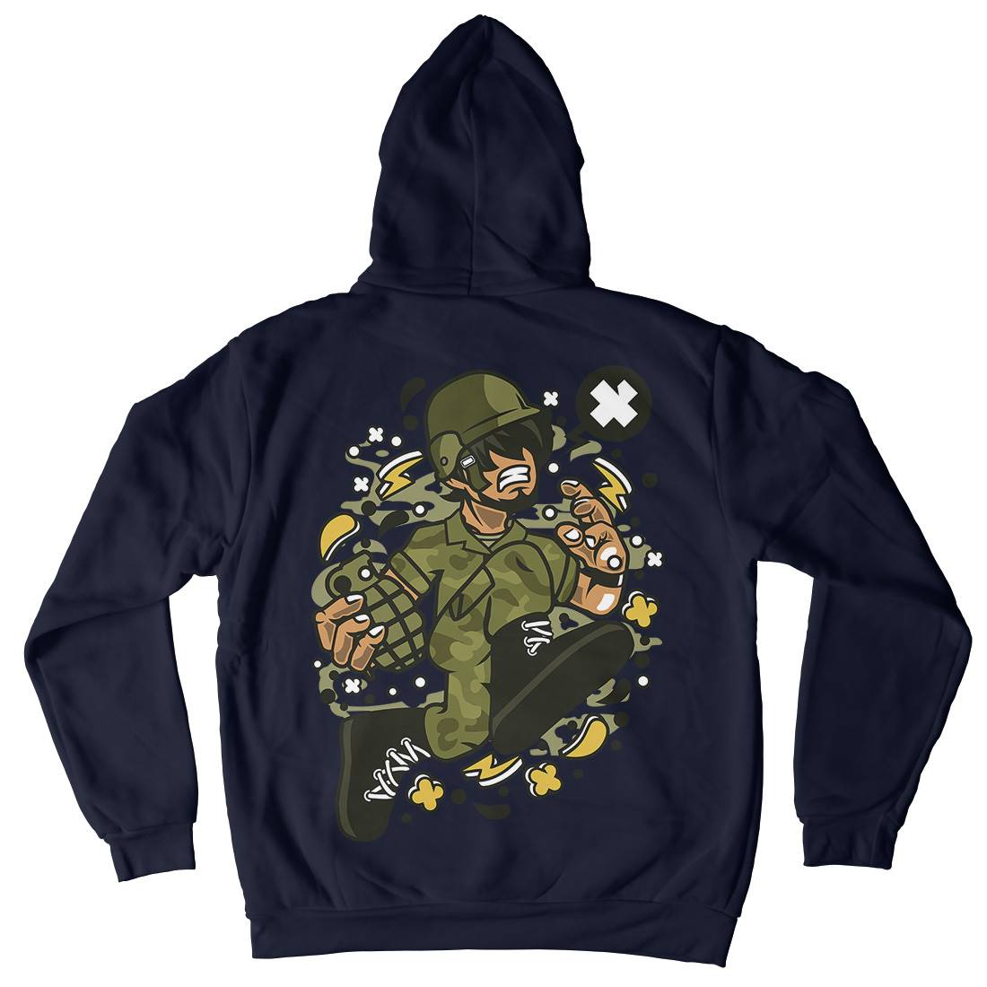 Soldier Running Mens Hoodie With Pocket Army C663