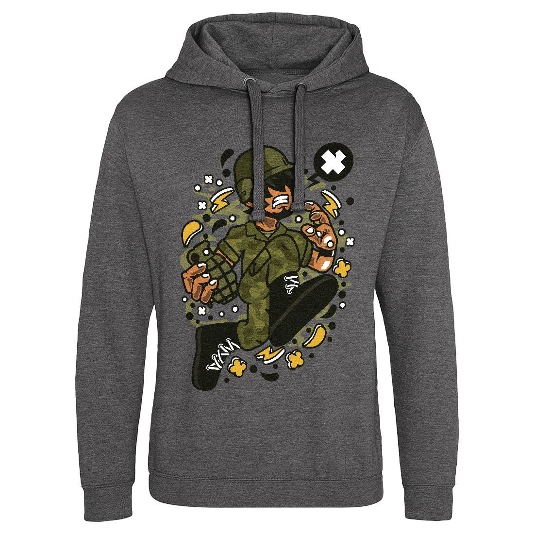 Soldier Running Mens Hoodie Without Pocket Army C663