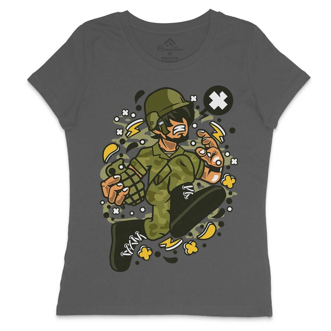 Soldier Running Womens Crew Neck T-Shirt Army C663