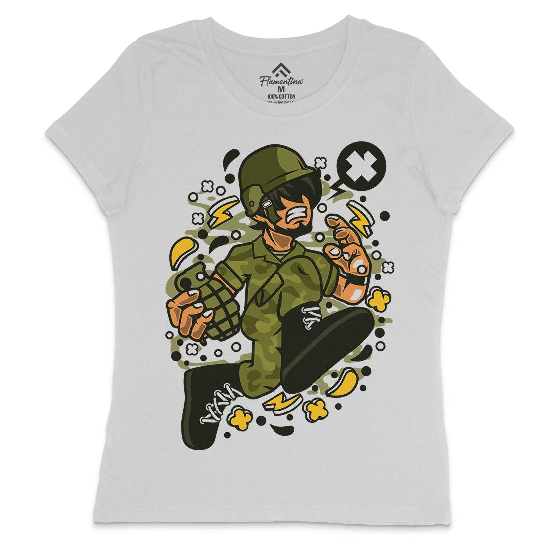 Soldier Running Womens Crew Neck T-Shirt Army C663