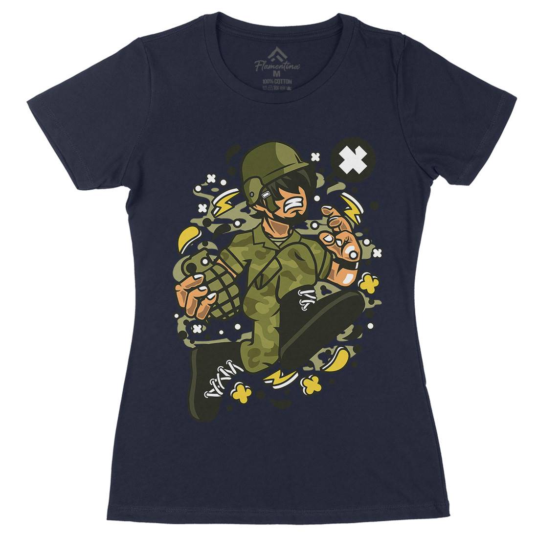Soldier Running Womens Organic Crew Neck T-Shirt Army C663