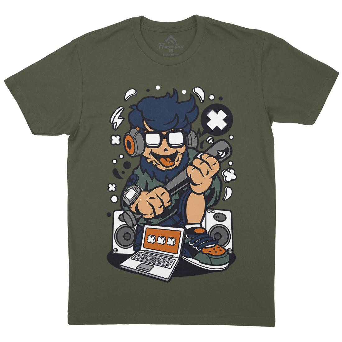 Street Hipster Mens Organic Crew Neck T-Shirt Barber C668