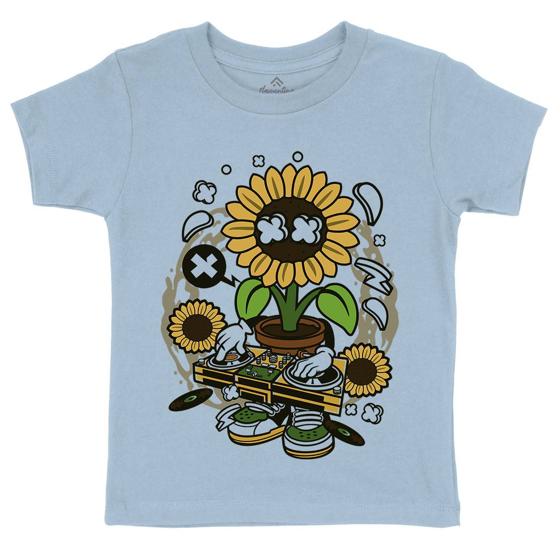 Sunflower Dj Kids Organic Crew Neck T-Shirt Music C669
