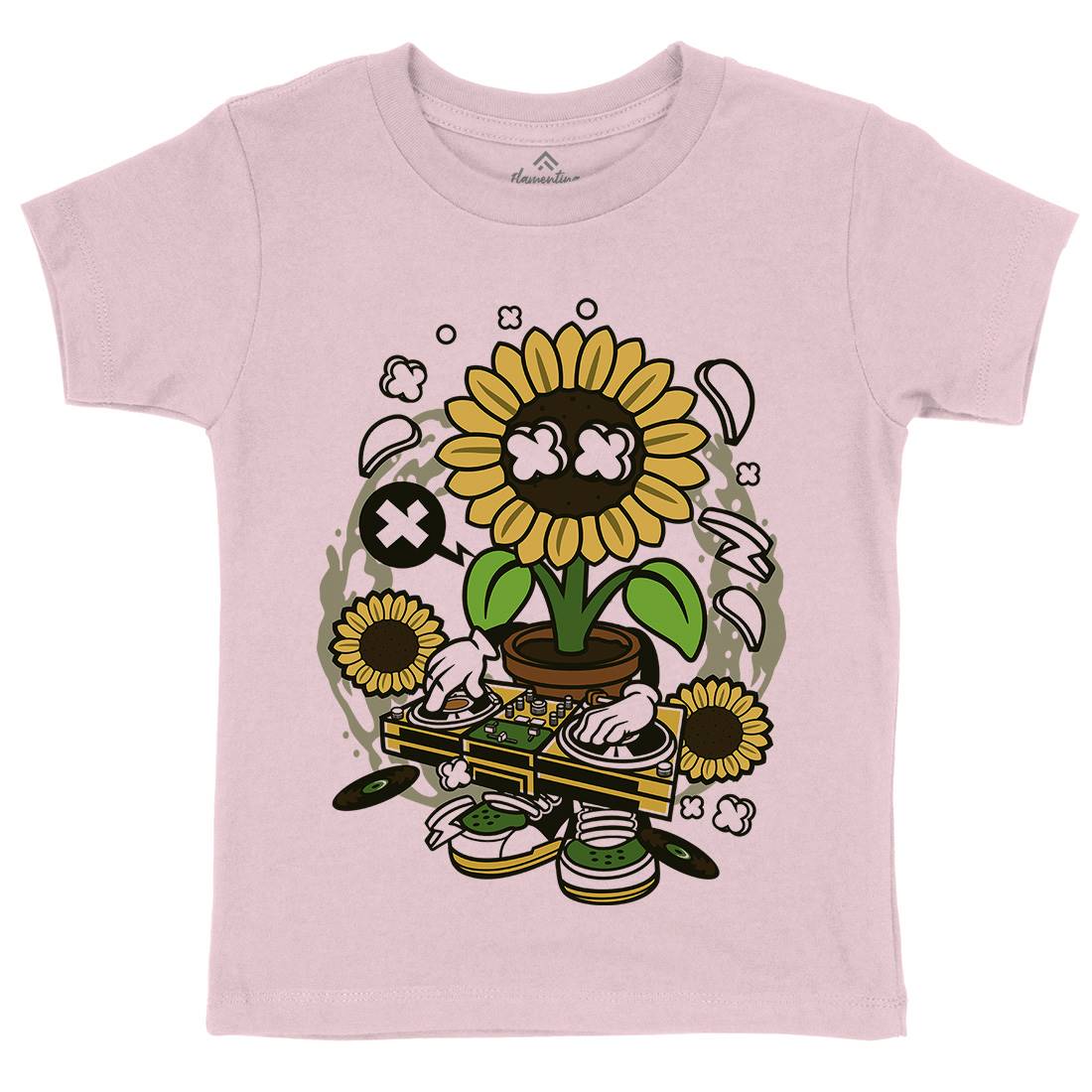Sunflower Dj Kids Organic Crew Neck T-Shirt Music C669