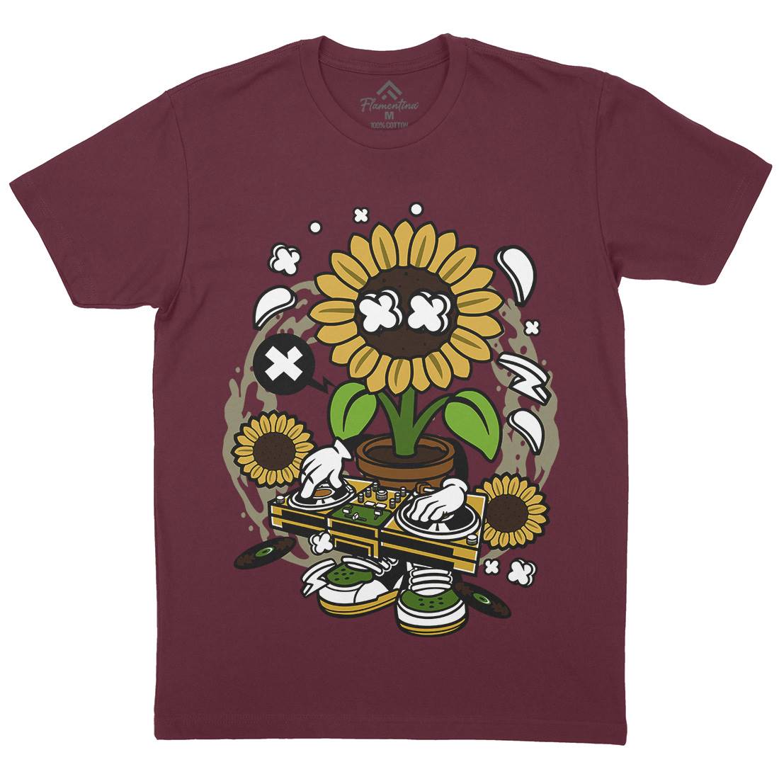 Sunflower Dj Mens Crew Neck T-Shirt Music C669