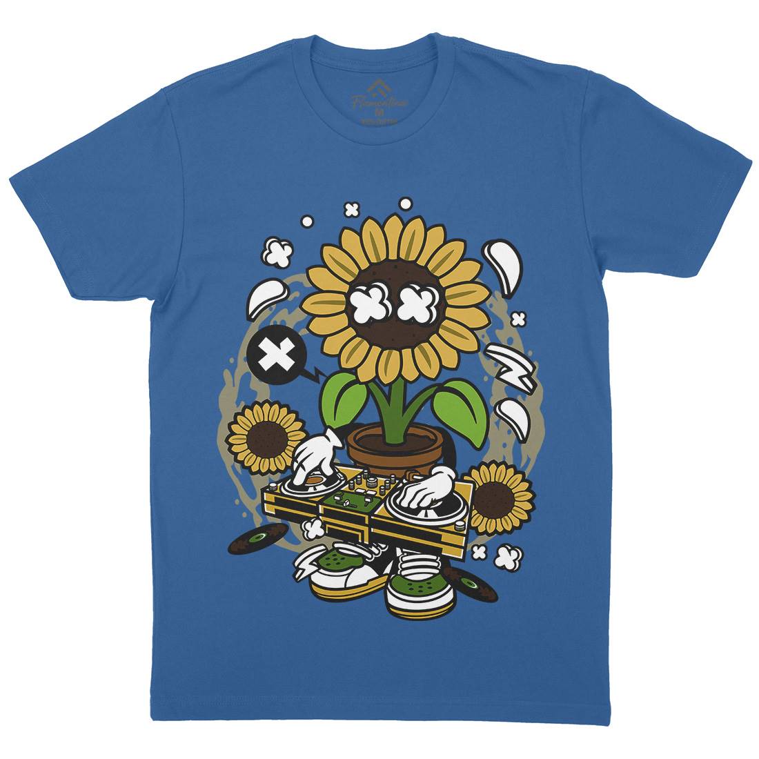 Sunflower Dj Mens Crew Neck T-Shirt Music C669