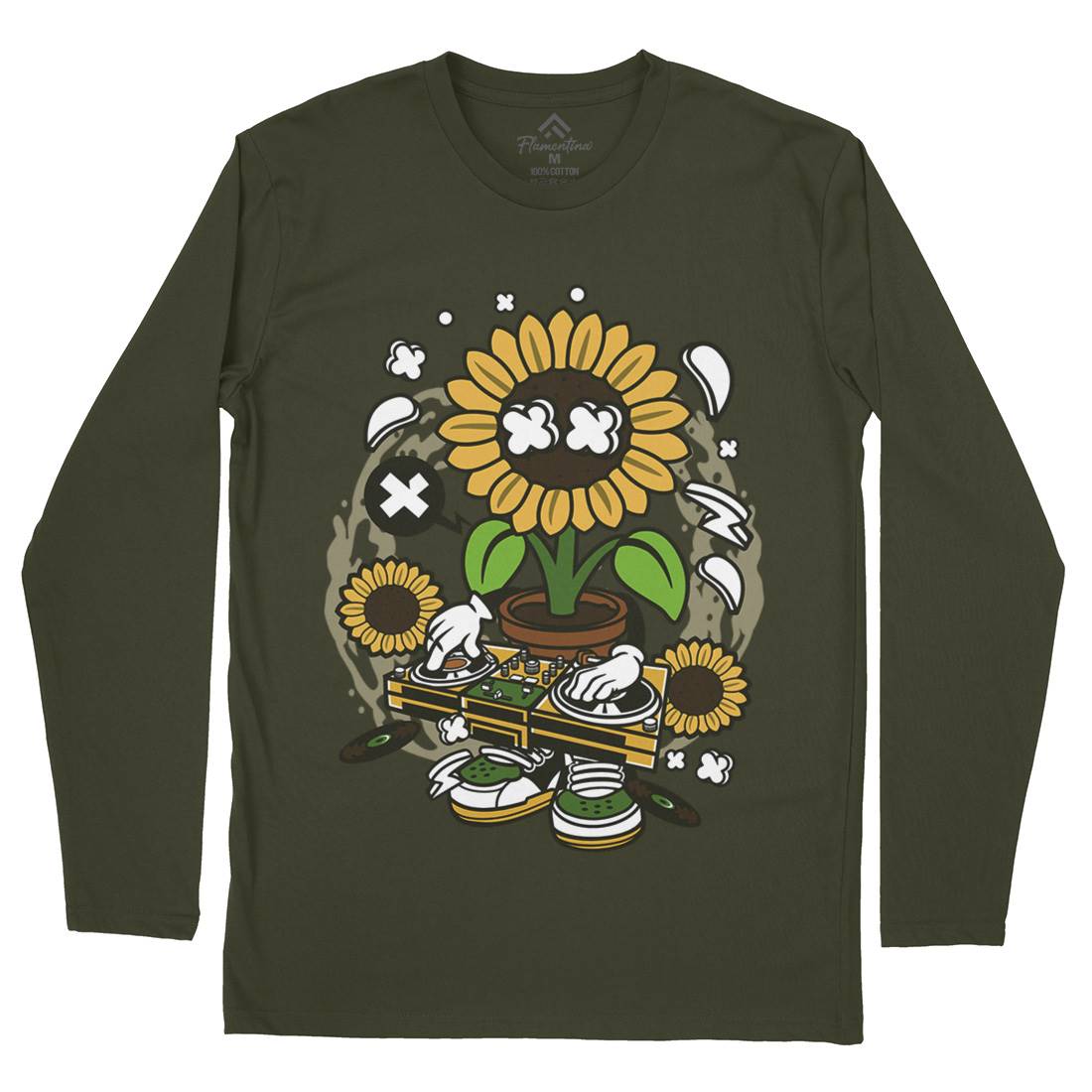 Sunflower Dj Mens Long Sleeve T-Shirt Music C669