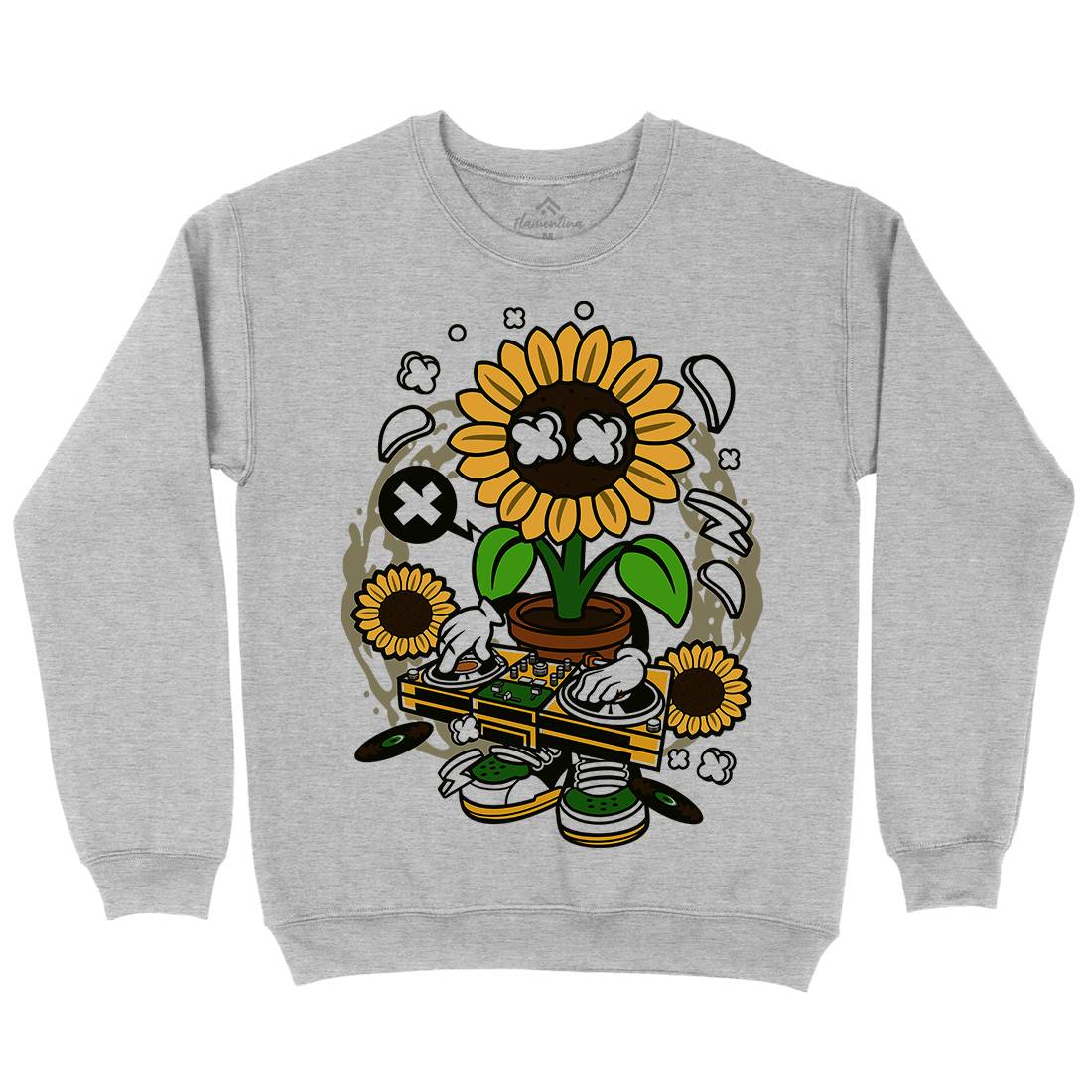 Sunflower Dj Mens Crew Neck Sweatshirt Music C669