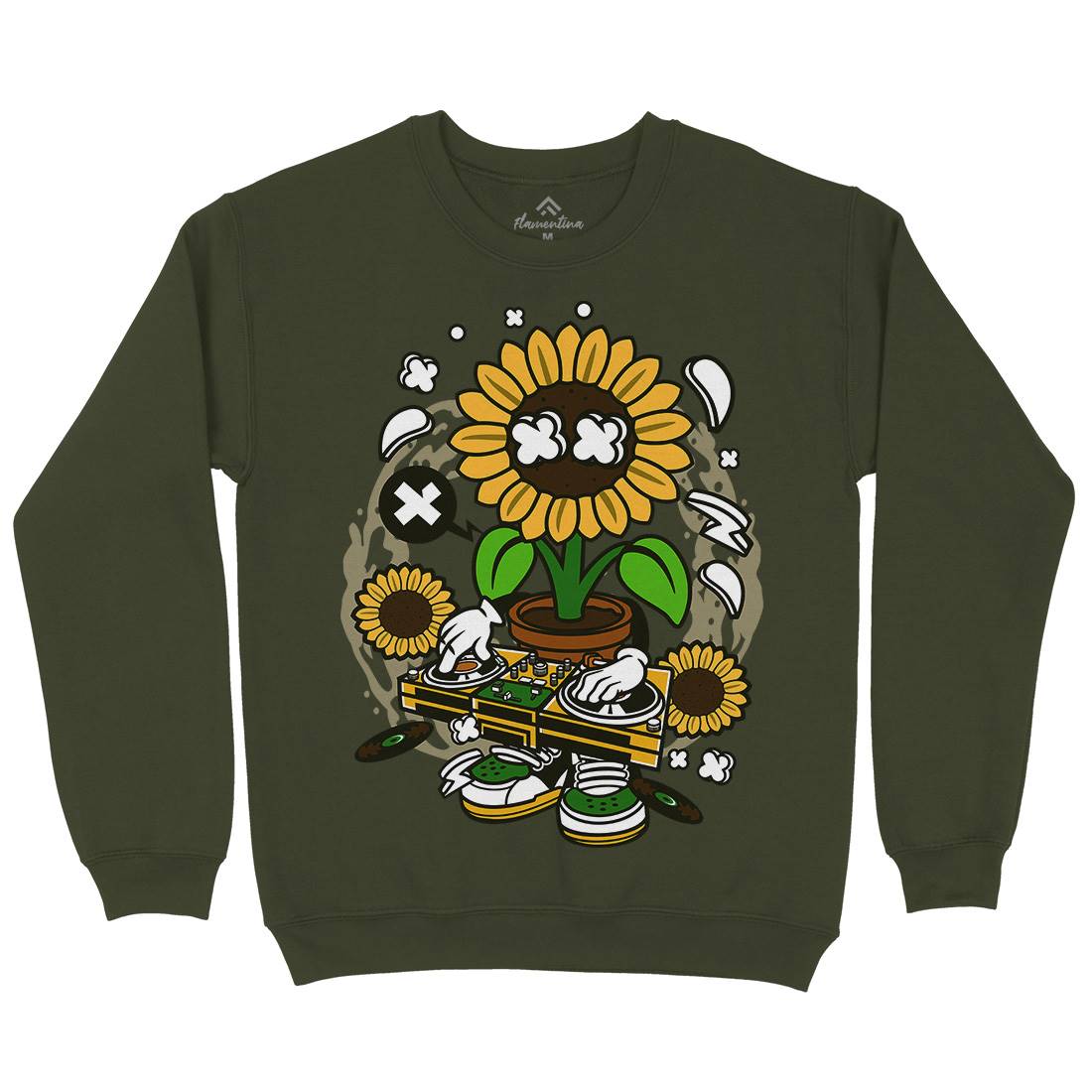 Sunflower Dj Mens Crew Neck Sweatshirt Music C669