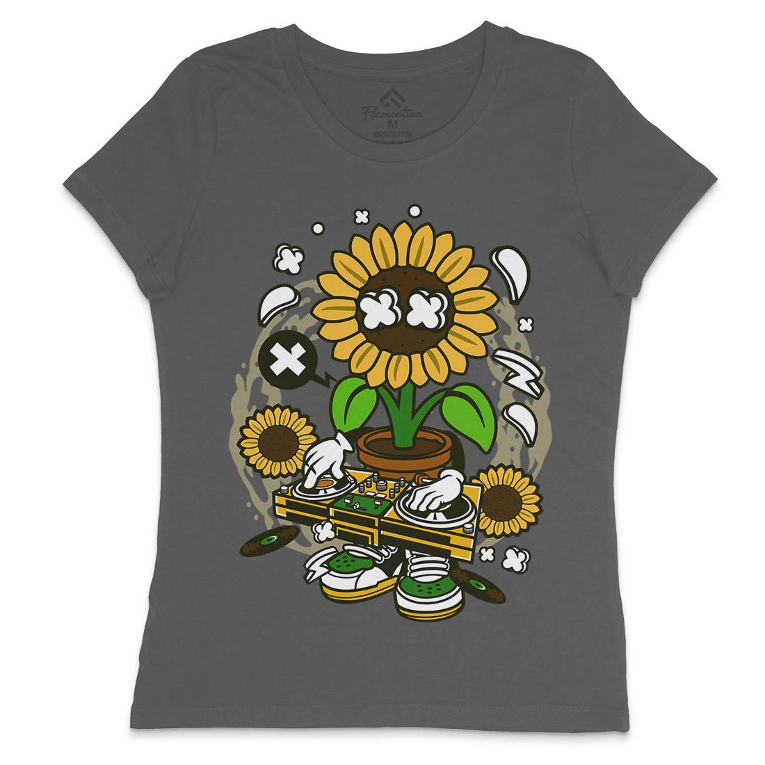 Sunflower Dj Womens Crew Neck T-Shirt Music C669