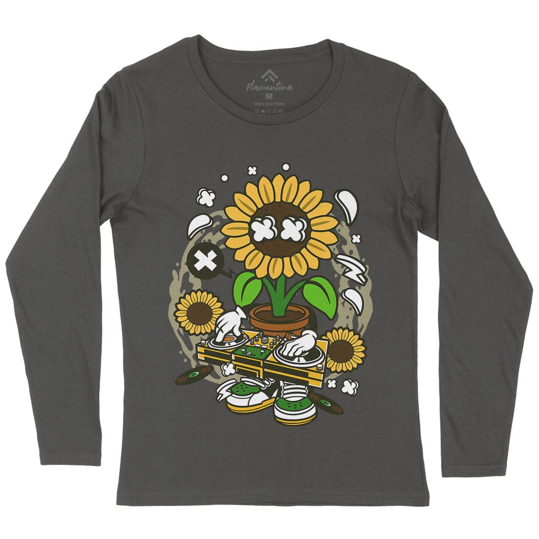 Sunflower Dj Womens Long Sleeve T-Shirt Music C669