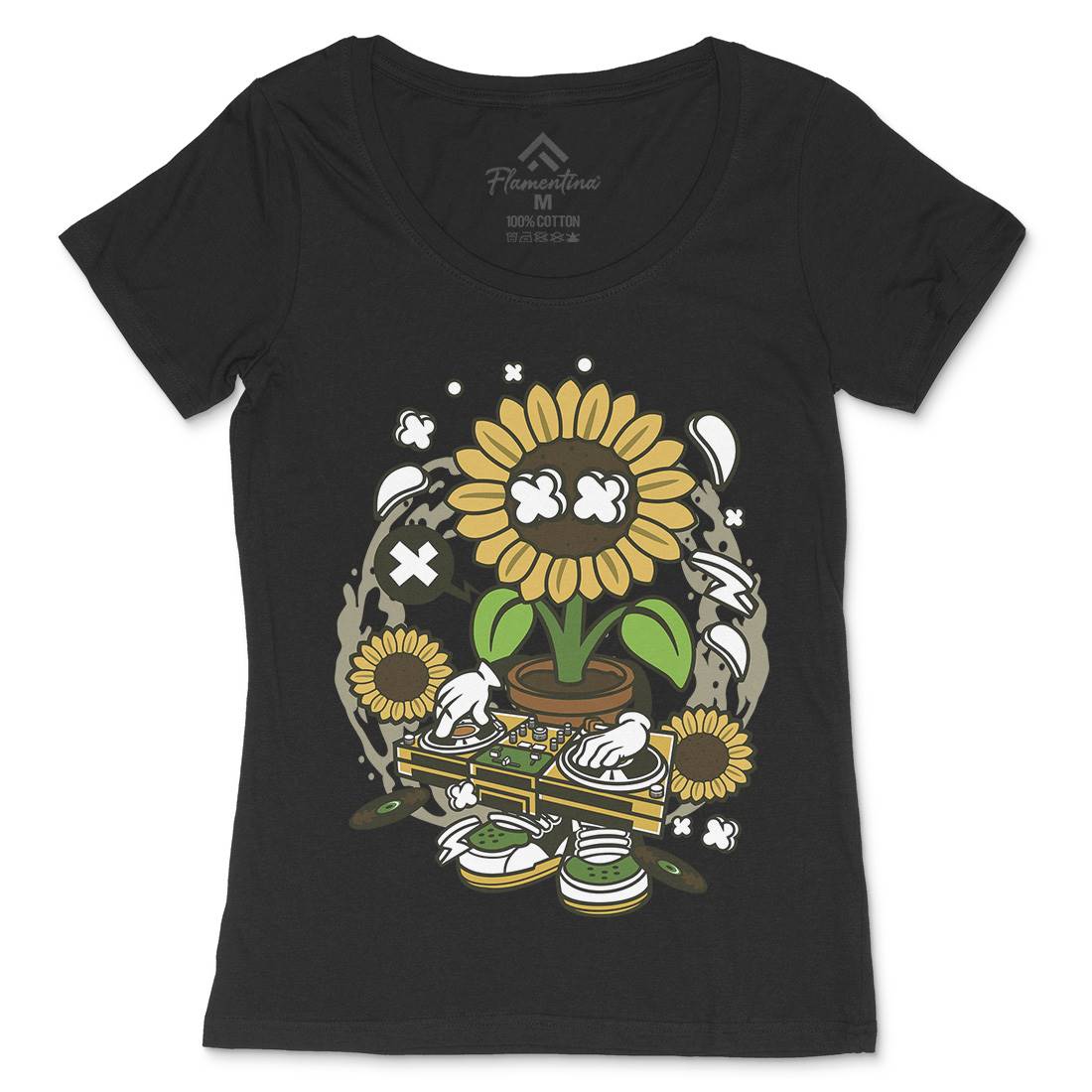 Sunflower Dj Womens Scoop Neck T-Shirt Music C669