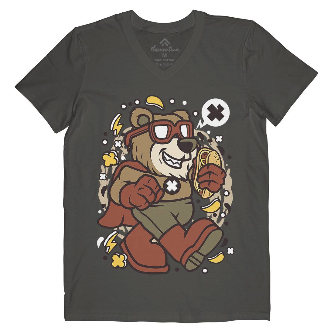 Super Bear Mens V-Neck T-Shirt Animals C670