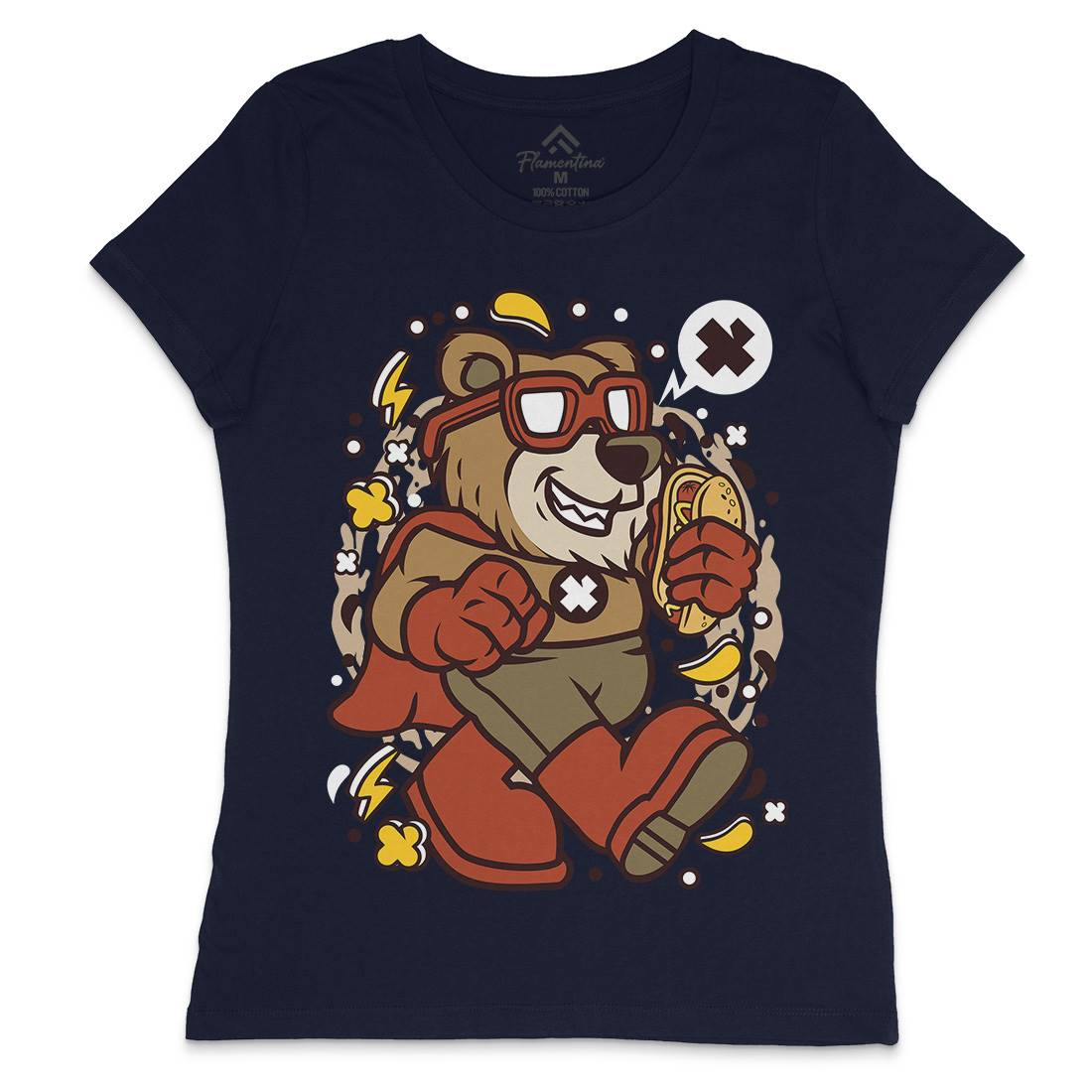 Super Bear Womens Crew Neck T-Shirt Animals C670