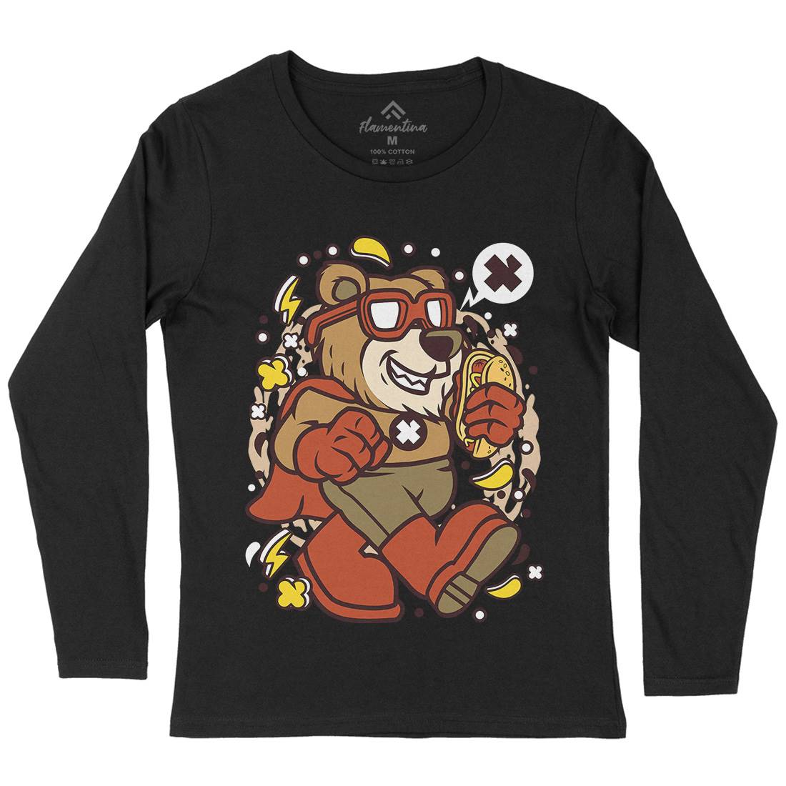 Super Bear Womens Long Sleeve T-Shirt Animals C670
