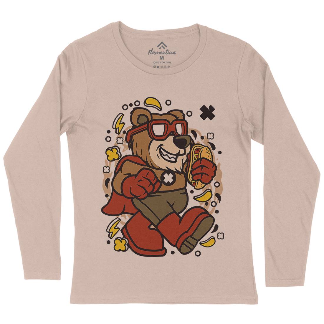 Super Bear Womens Long Sleeve T-Shirt Animals C670