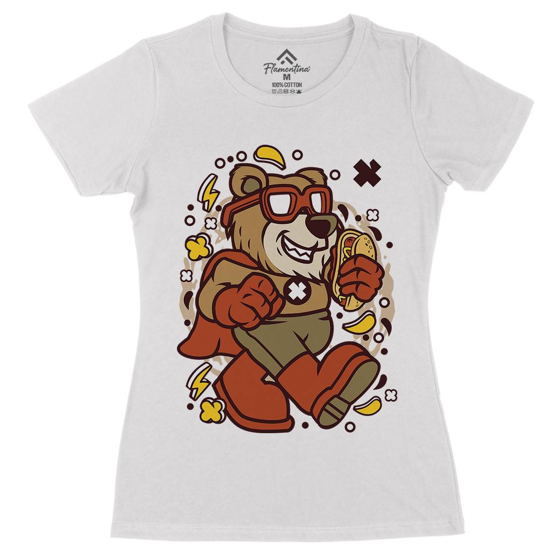 Super Bear Womens Organic Crew Neck T-Shirt Animals C670