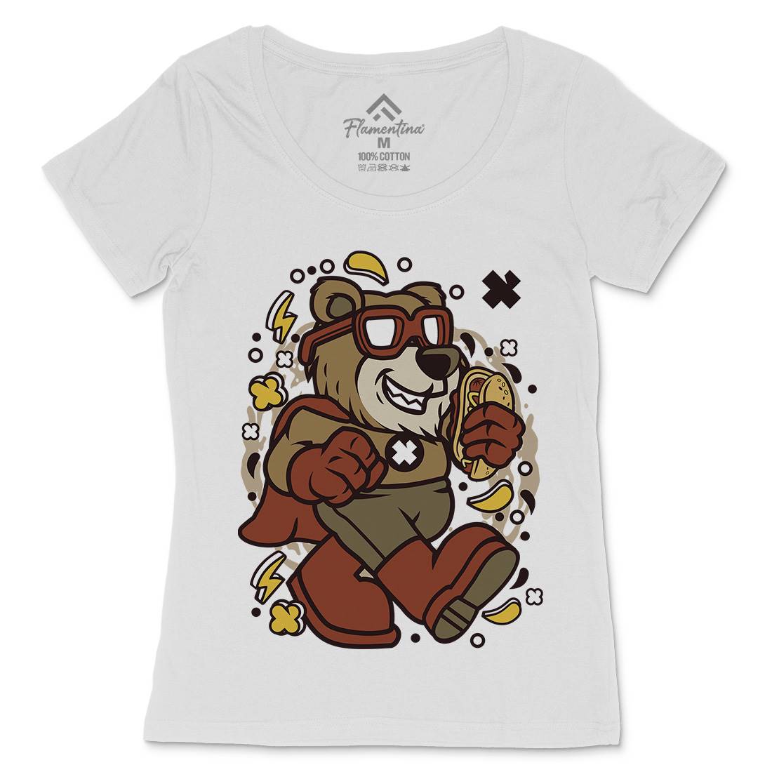 Super Bear Womens Scoop Neck T-Shirt Animals C670