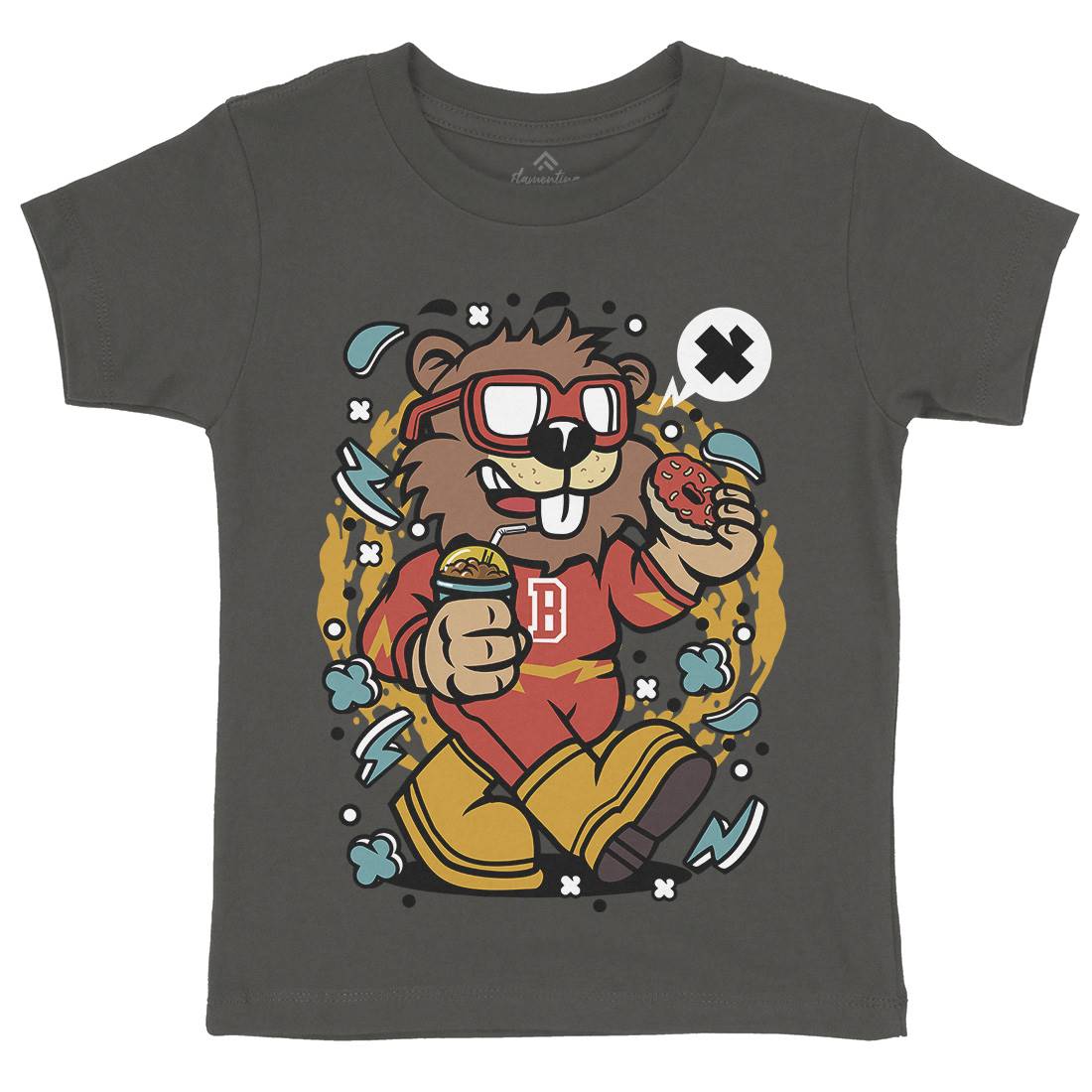 Super Beaver Kids Organic Crew Neck T-Shirt Animals C671