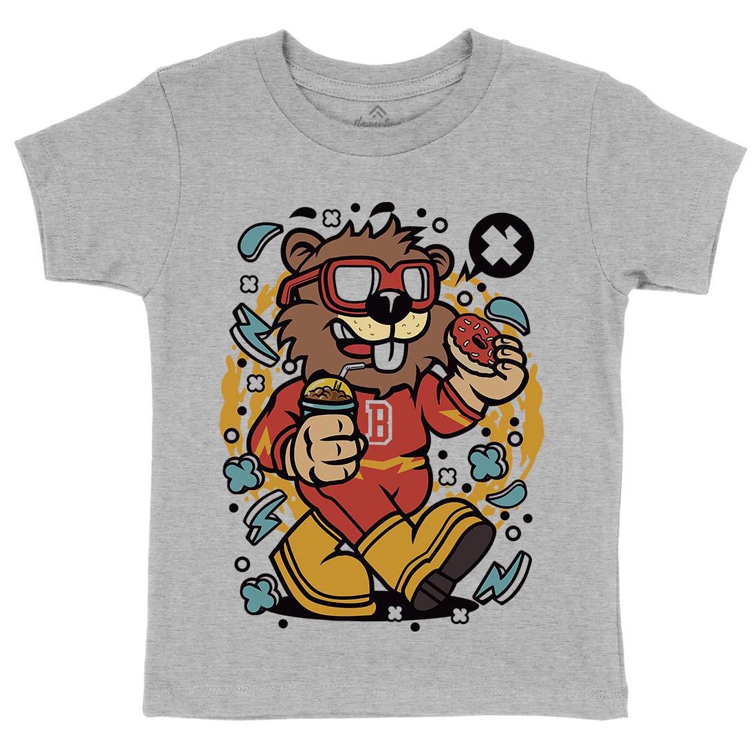 Super Beaver Kids Organic Crew Neck T-Shirt Animals C671