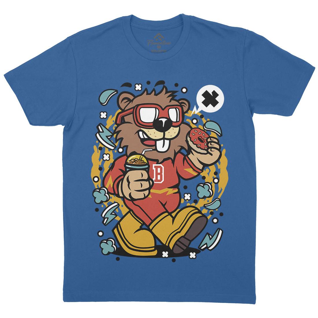 Super Beaver Mens Organic Crew Neck T-Shirt Animals C671