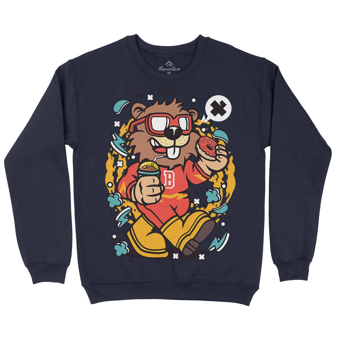 Super Beaver Mens Crew Neck Sweatshirt Animals C671
