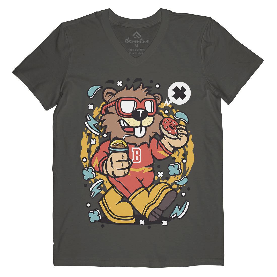 Super Beaver Mens V-Neck T-Shirt Animals C671