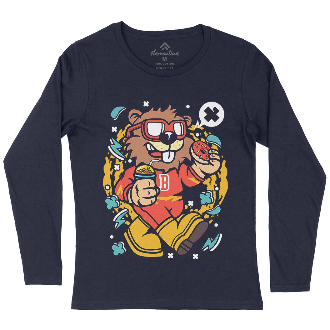Super Beaver Womens Long Sleeve T-Shirt Animals C671