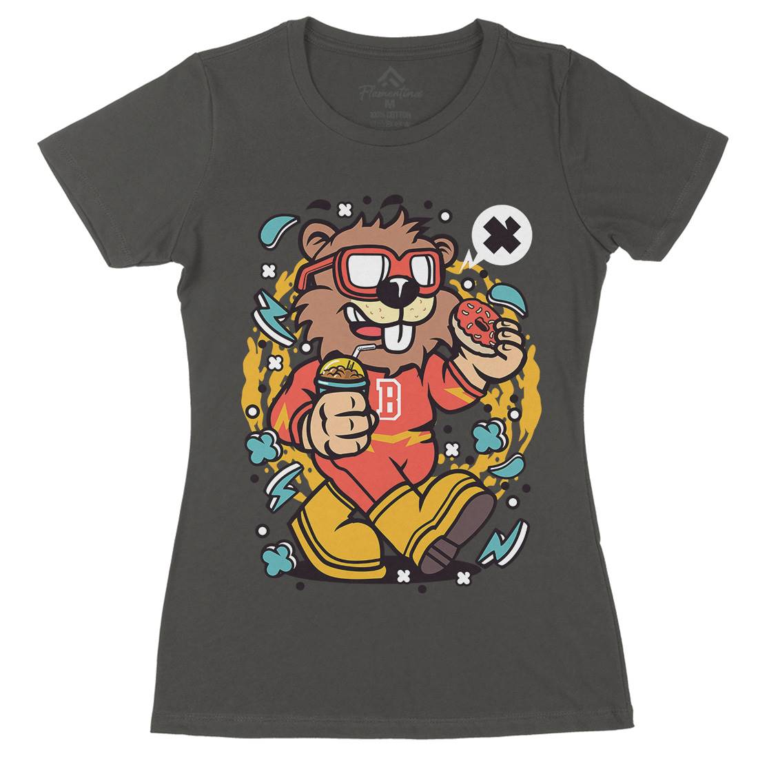 Super Beaver Womens Organic Crew Neck T-Shirt Animals C671