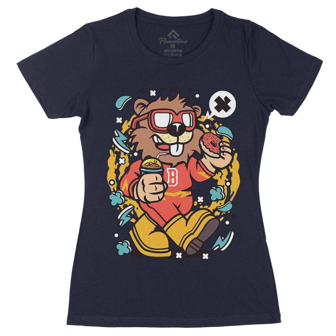 Super Beaver Womens Organic Crew Neck T-Shirt Animals C671