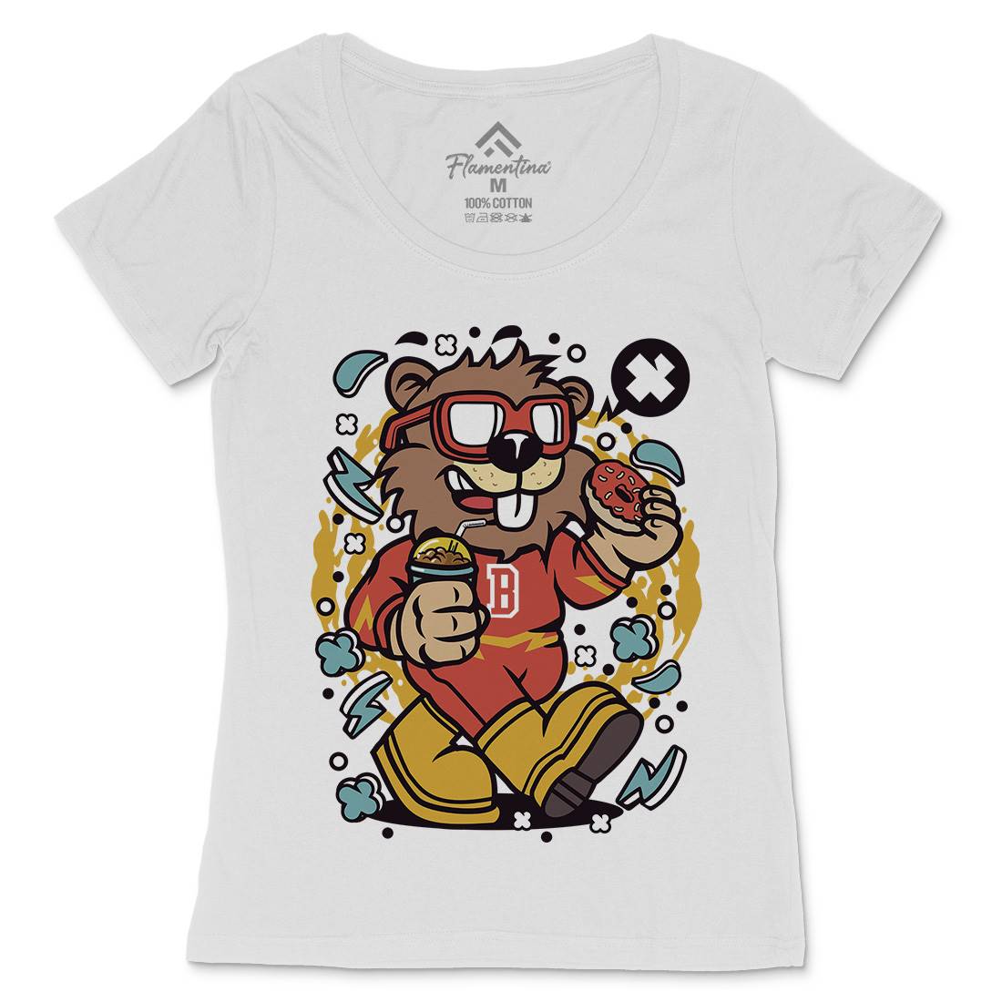 Super Beaver Womens Scoop Neck T-Shirt Animals C671