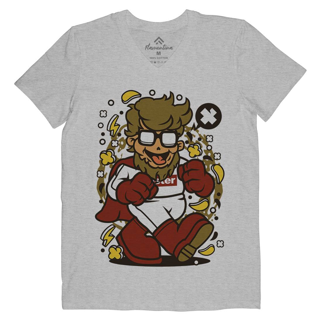 Super Hipster Mens Organic V-Neck T-Shirt Barber C672