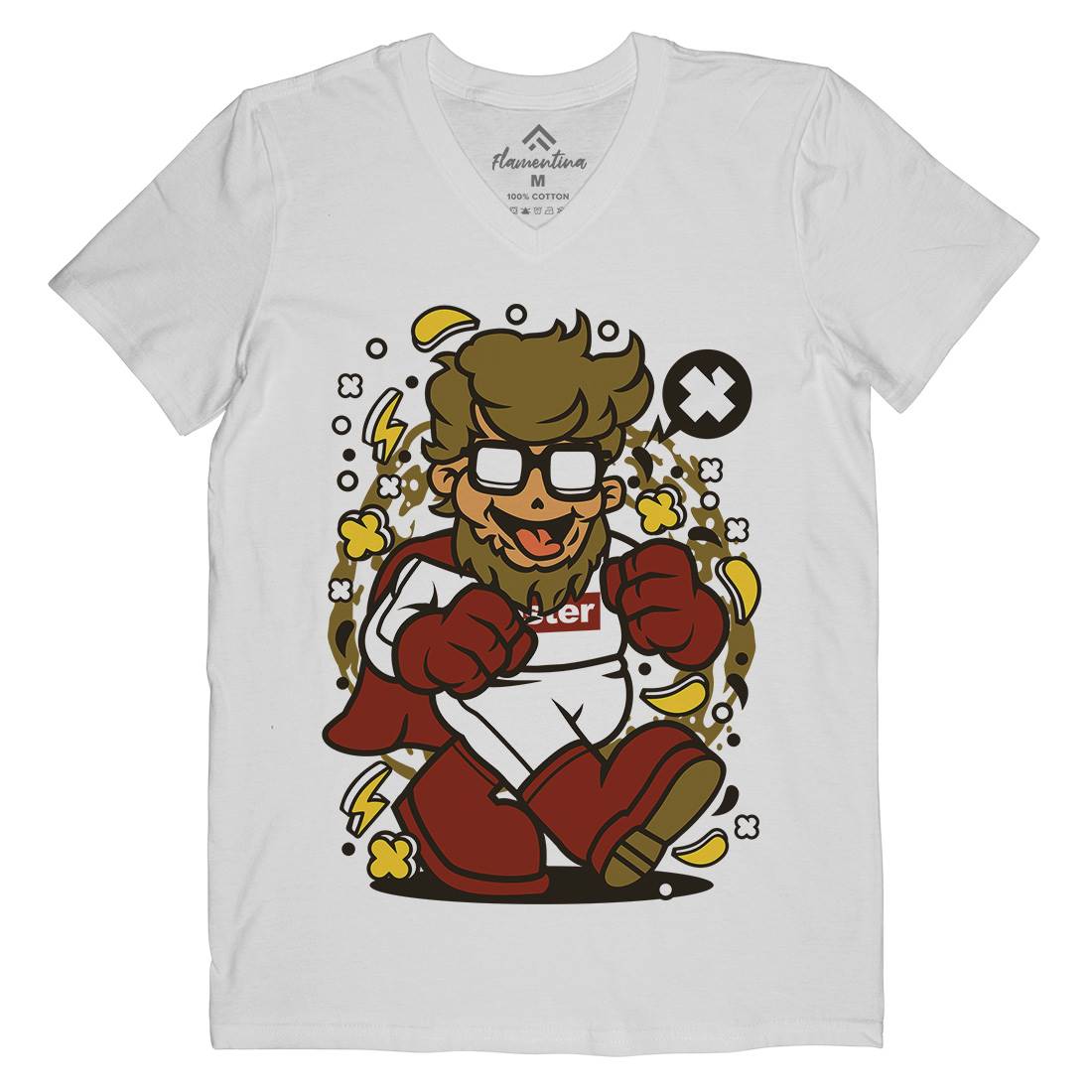 Super Hipster Mens Organic V-Neck T-Shirt Barber C672