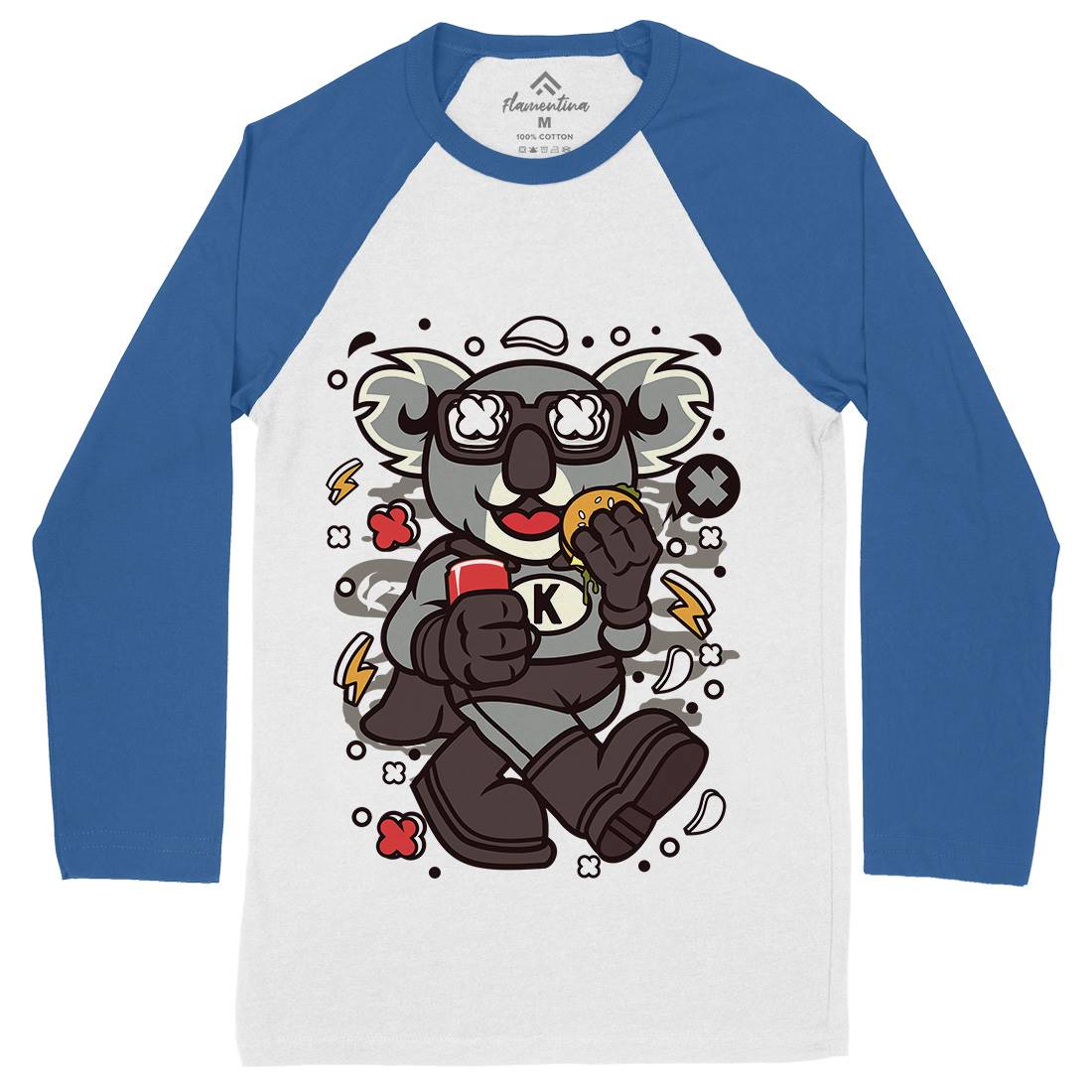 Super Koala Mens Long Sleeve Baseball T-Shirt Animals C673