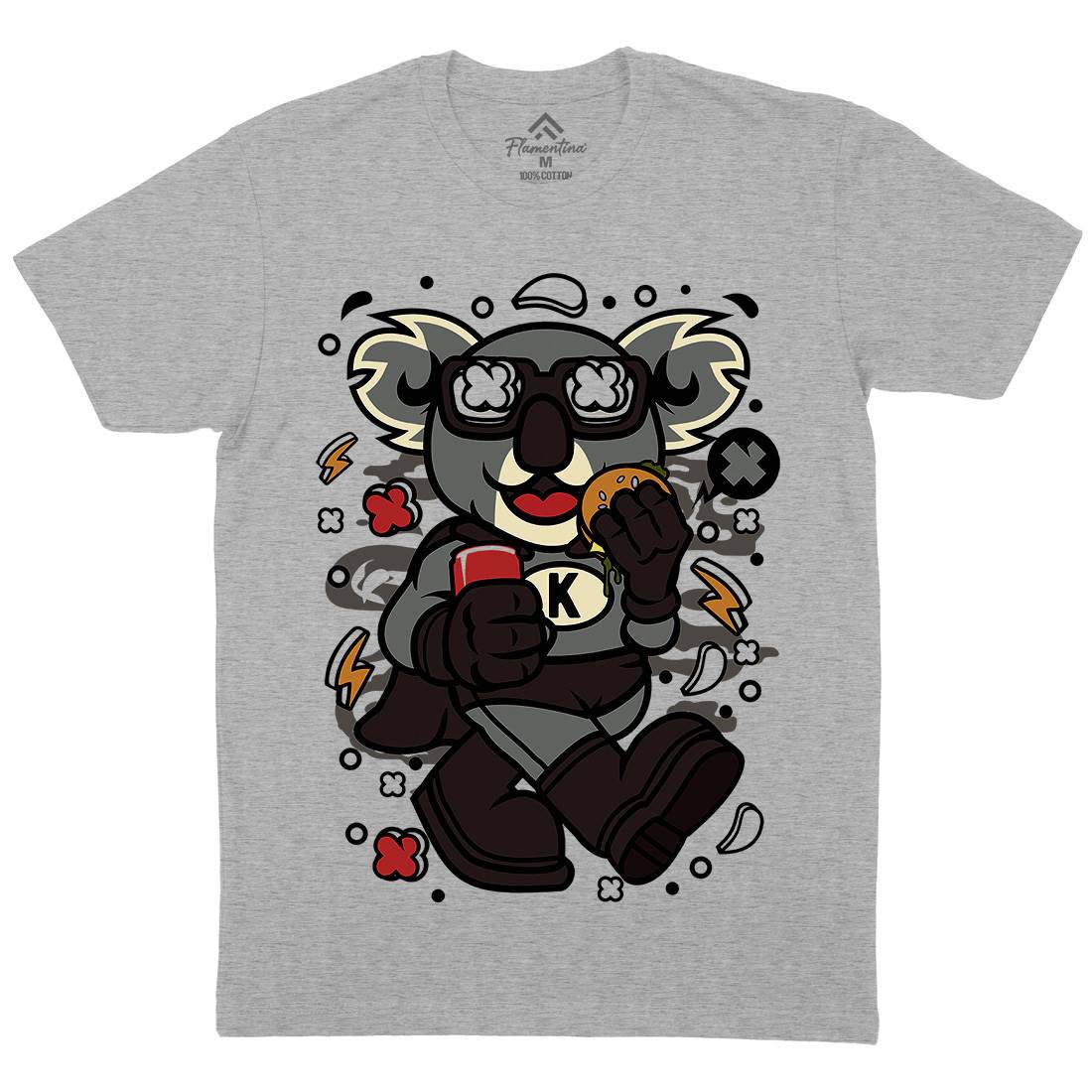 Super Koala Mens Organic Crew Neck T-Shirt Animals C673