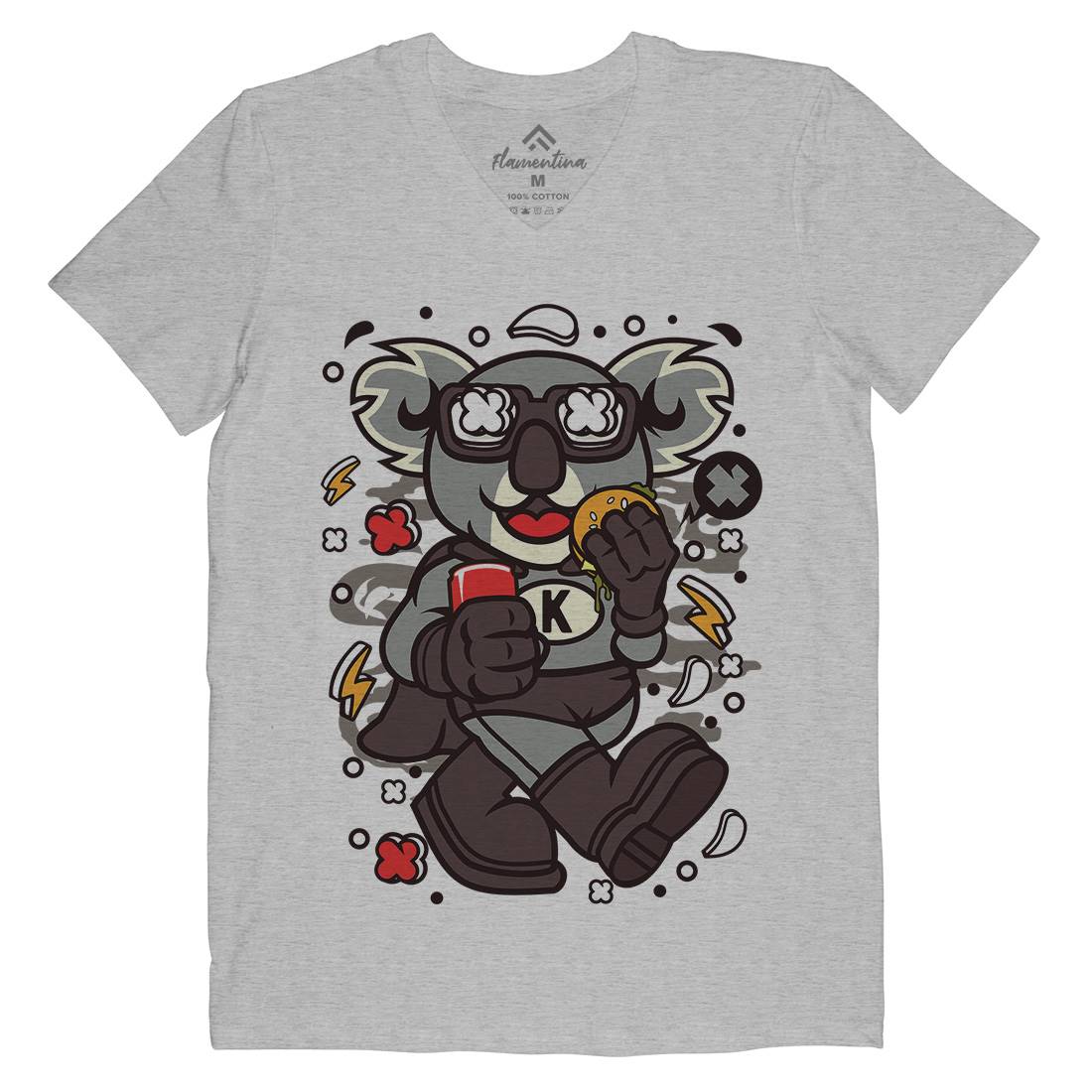 Super Koala Mens Organic V-Neck T-Shirt Animals C673