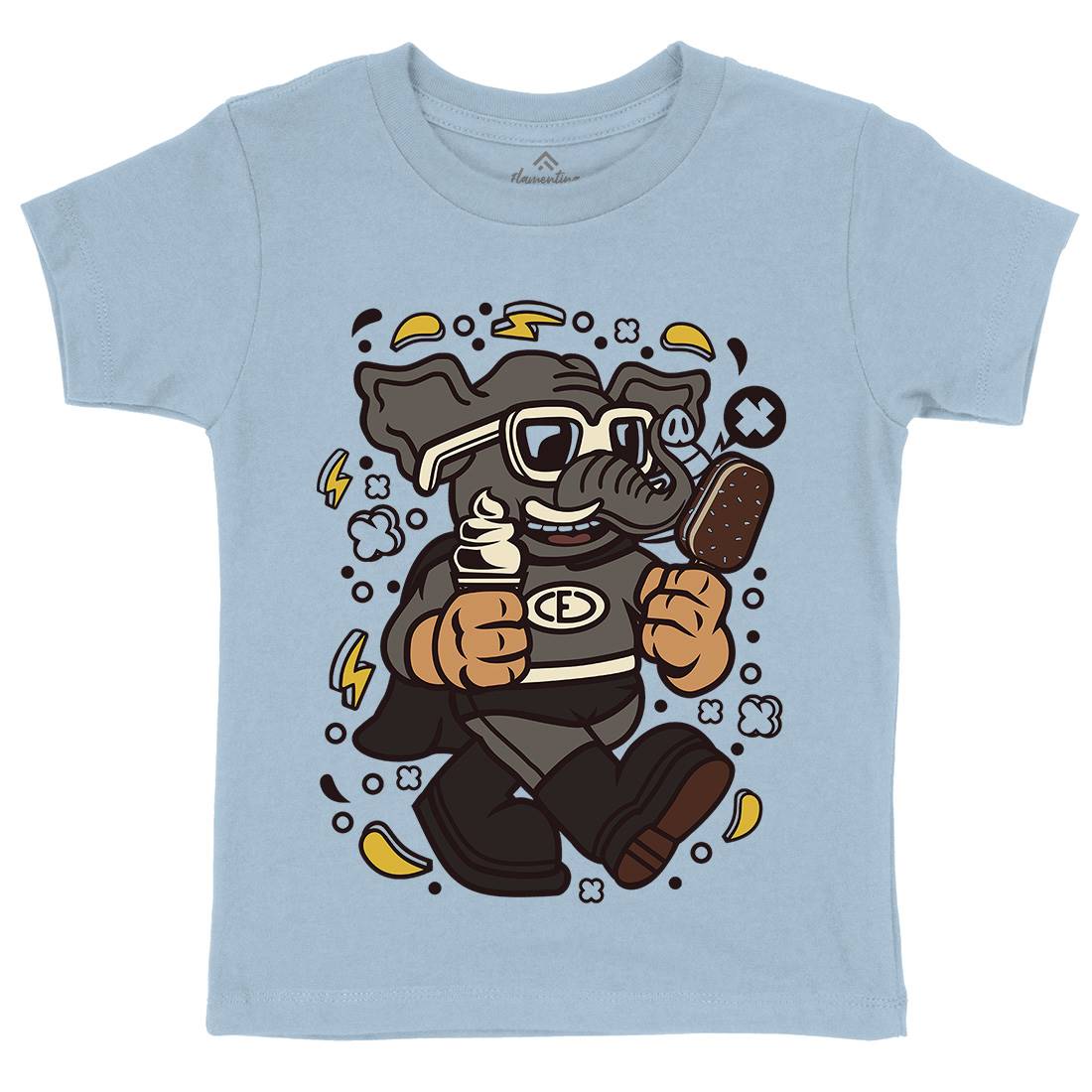 Superfast Elephant Kids Crew Neck T-Shirt Animals C674