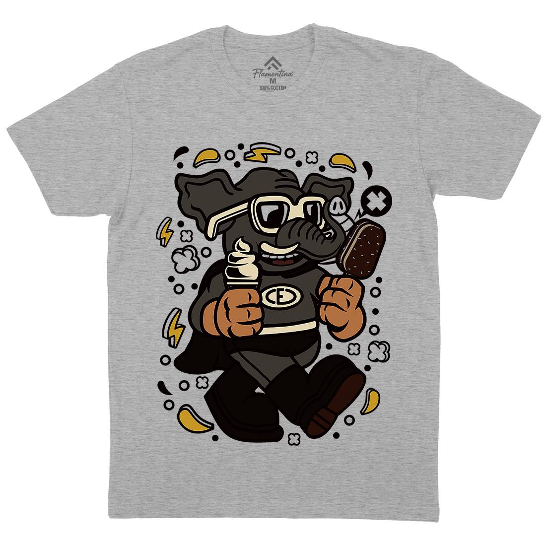 Superfast Elephant Mens Organic Crew Neck T-Shirt Animals C674