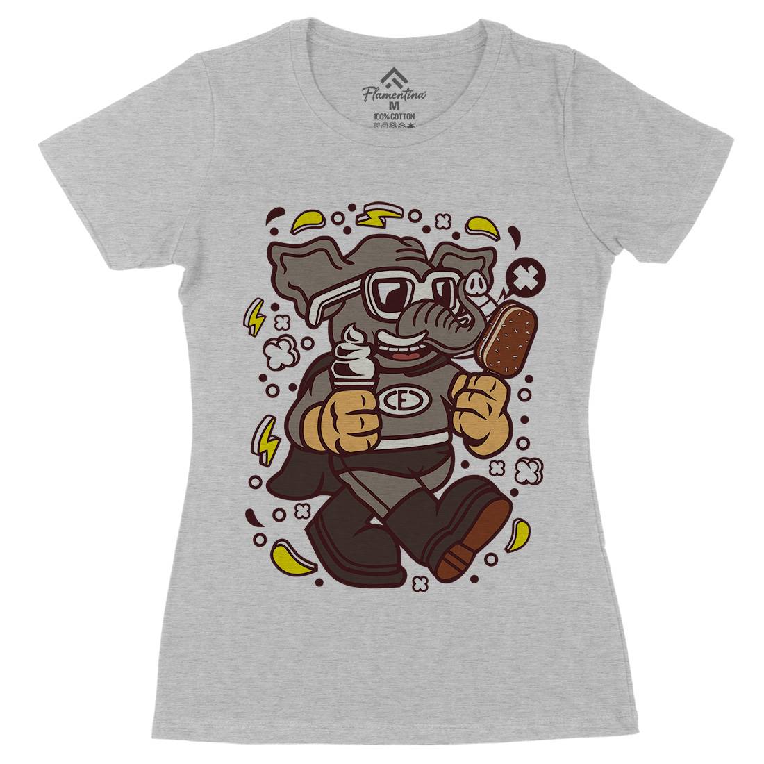 Superfast Elephant Womens Organic Crew Neck T-Shirt Animals C674