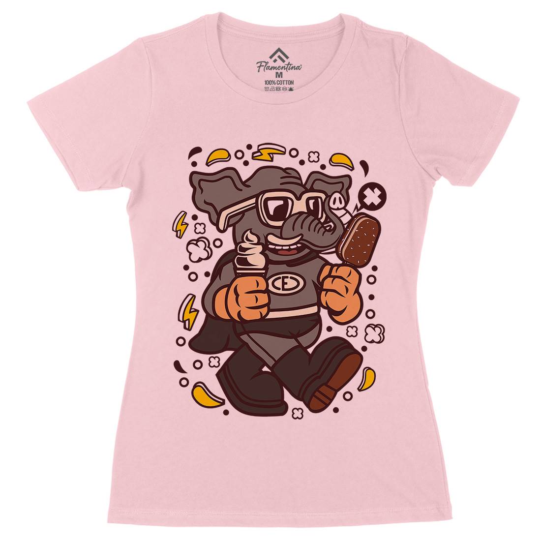 Superfast Elephant Womens Organic Crew Neck T-Shirt Animals C674