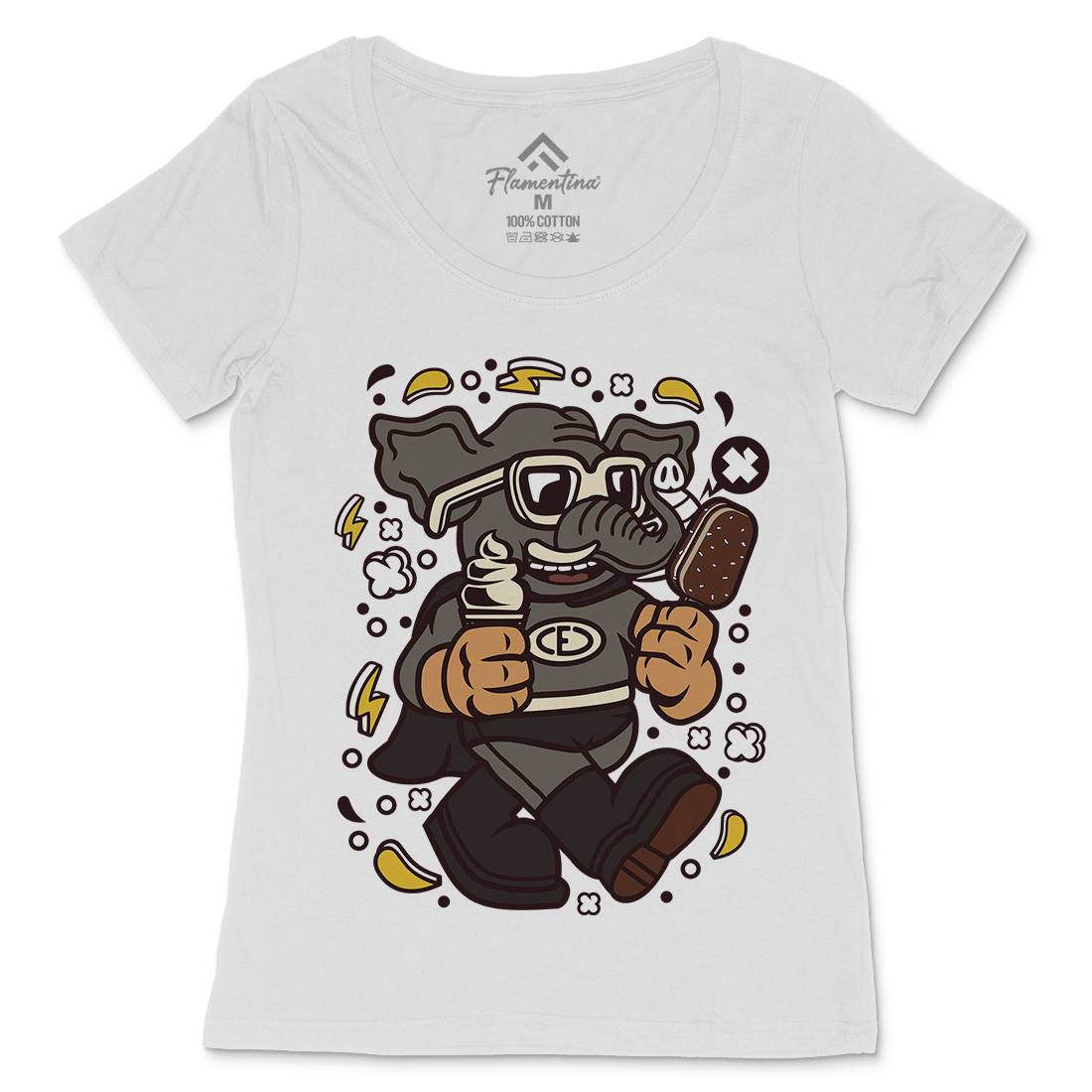 Superfast Elephant Womens Scoop Neck T-Shirt Animals C674