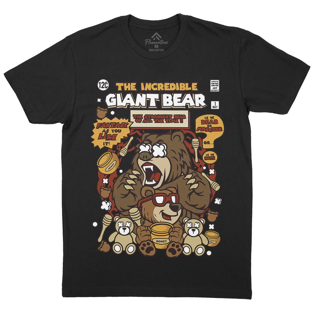 The Incredible Bear Mens Organic Crew Neck T-Shirt Animals C675