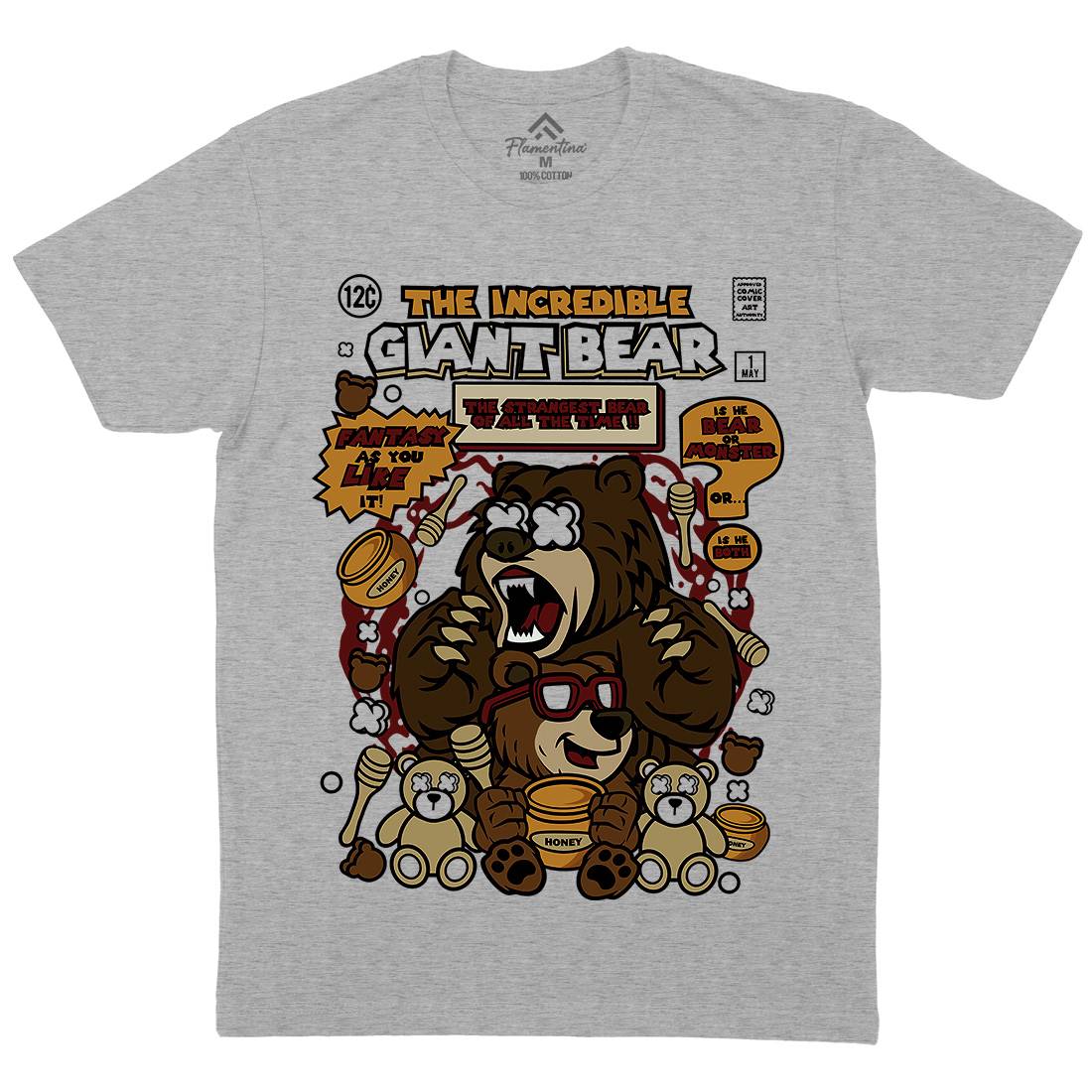 The Incredible Bear Mens Organic Crew Neck T-Shirt Animals C675