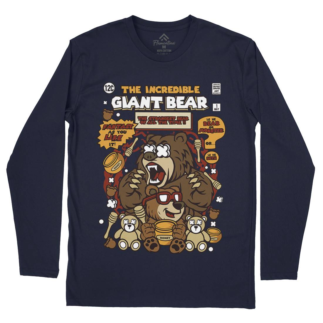The Incredible Bear Mens Long Sleeve T-Shirt Animals C675
