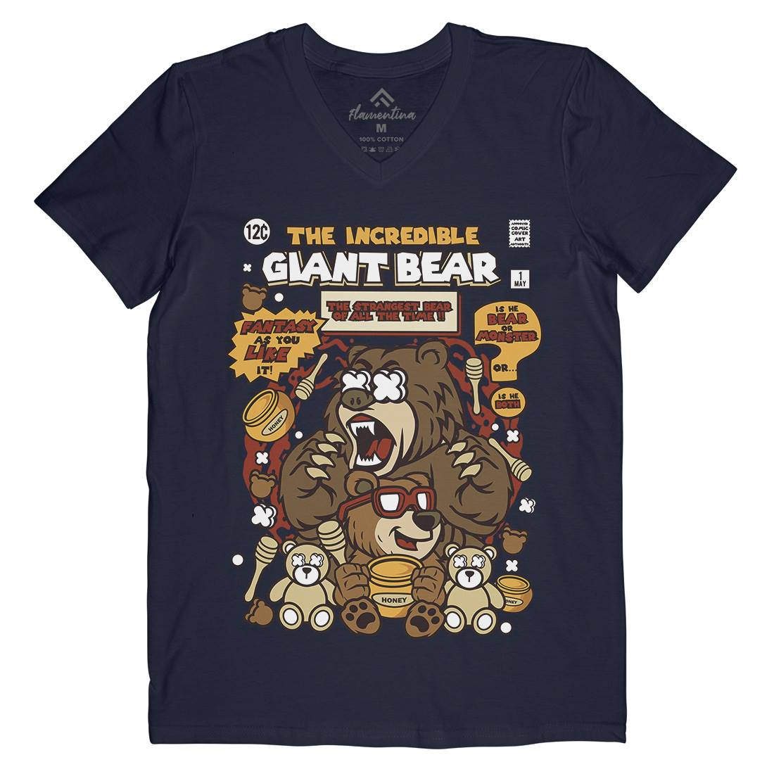 The Incredible Bear Mens V-Neck T-Shirt Animals C675
