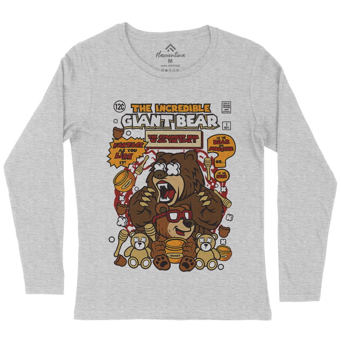 The Incredible Bear Womens Long Sleeve T-Shirt Animals C675