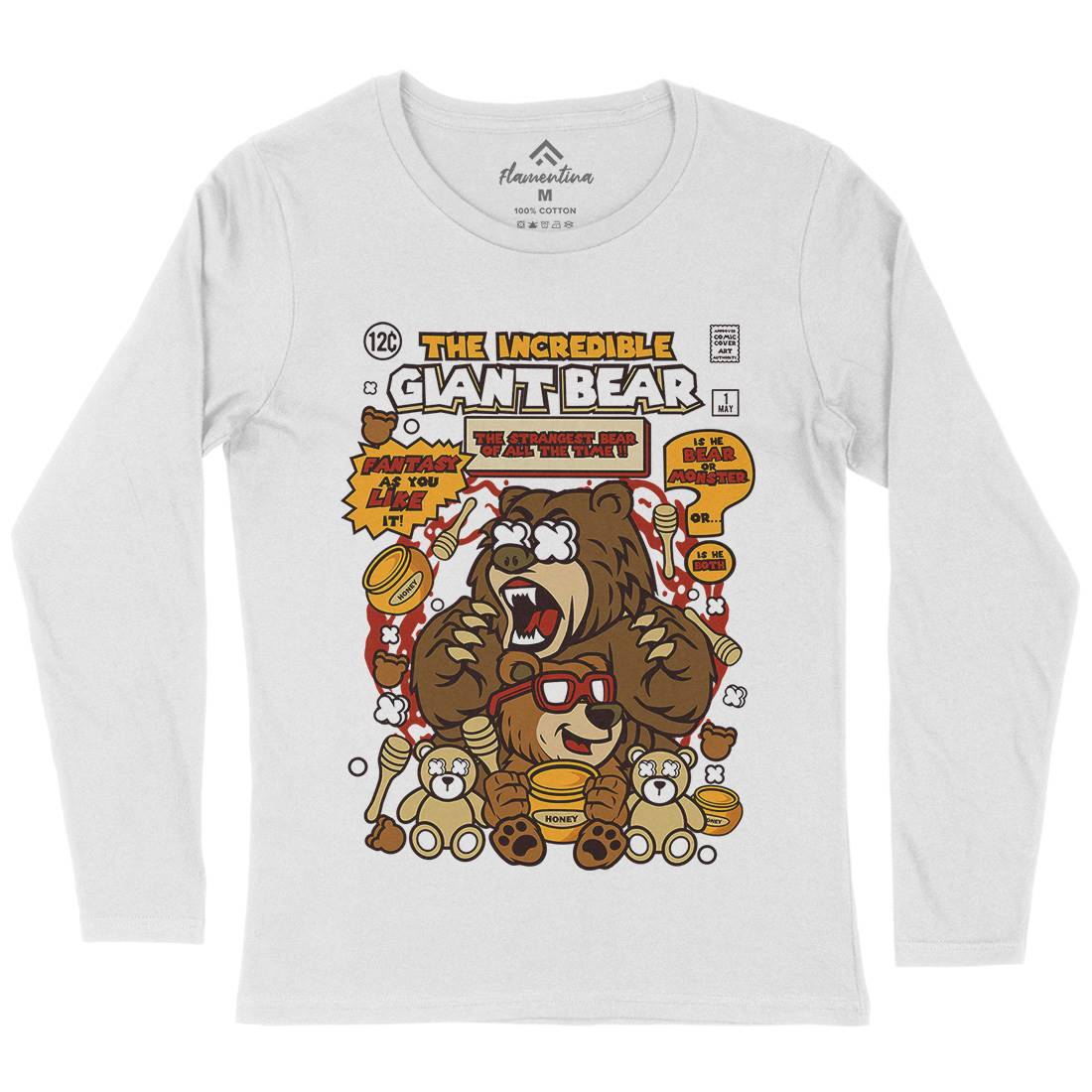 The Incredible Bear Womens Long Sleeve T-Shirt Animals C675
