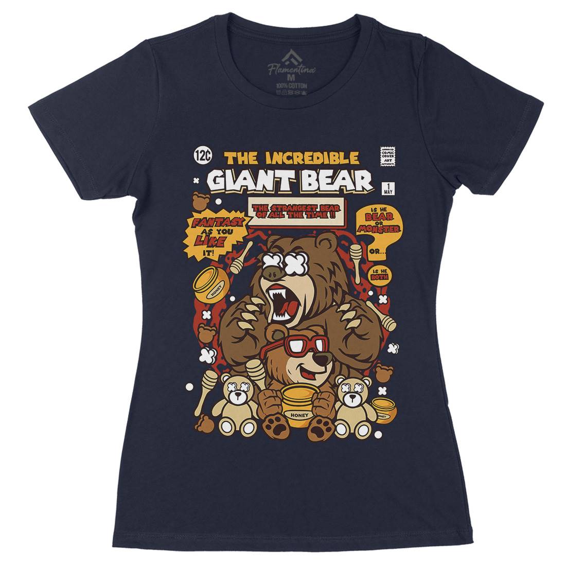 The Incredible Bear Womens Organic Crew Neck T-Shirt Animals C675