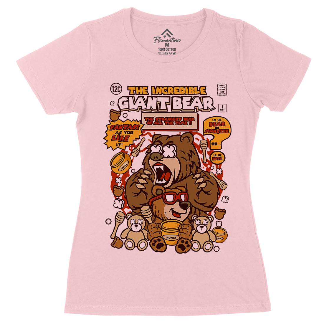 The Incredible Bear Womens Organic Crew Neck T-Shirt Animals C675
